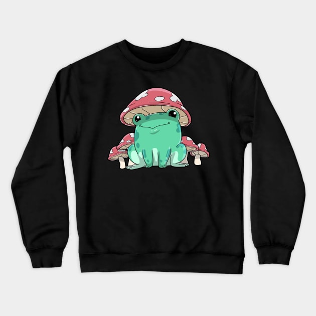 Frog Mushroom Kawaii Anime Crewneck Sweatshirt by KAWAIITEE